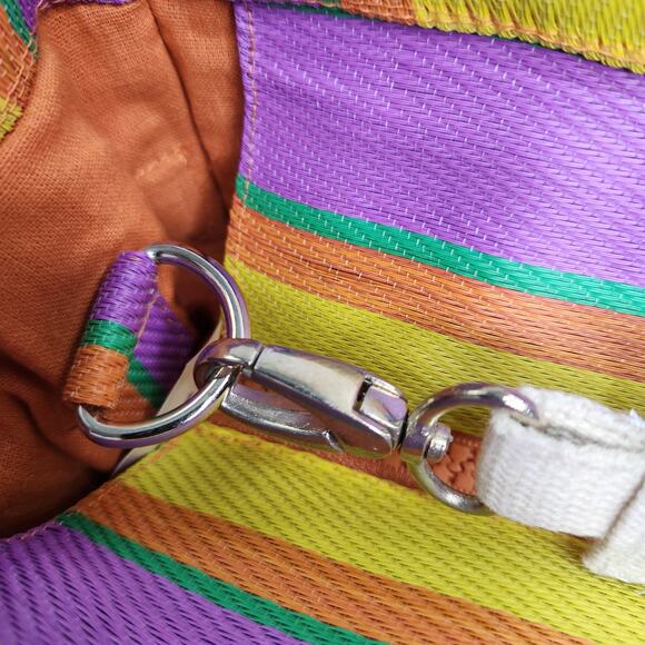 Urban Outfitters BDG Serena Mesh Tote Bag Medium Size Multi Stripe Purple Yellow - Picture 10 of 14